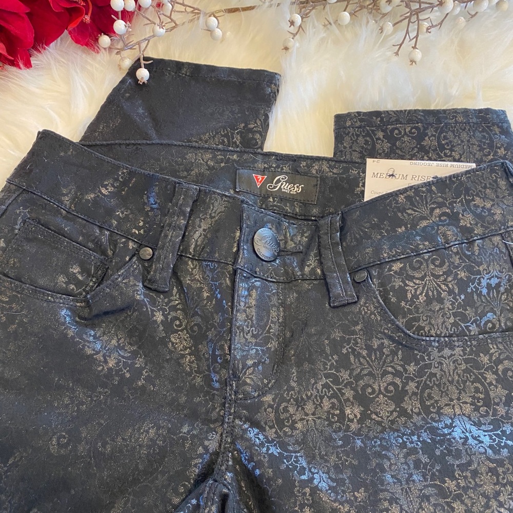 Black Foil with Design Skinny Jeggings - Picture 8 of 15